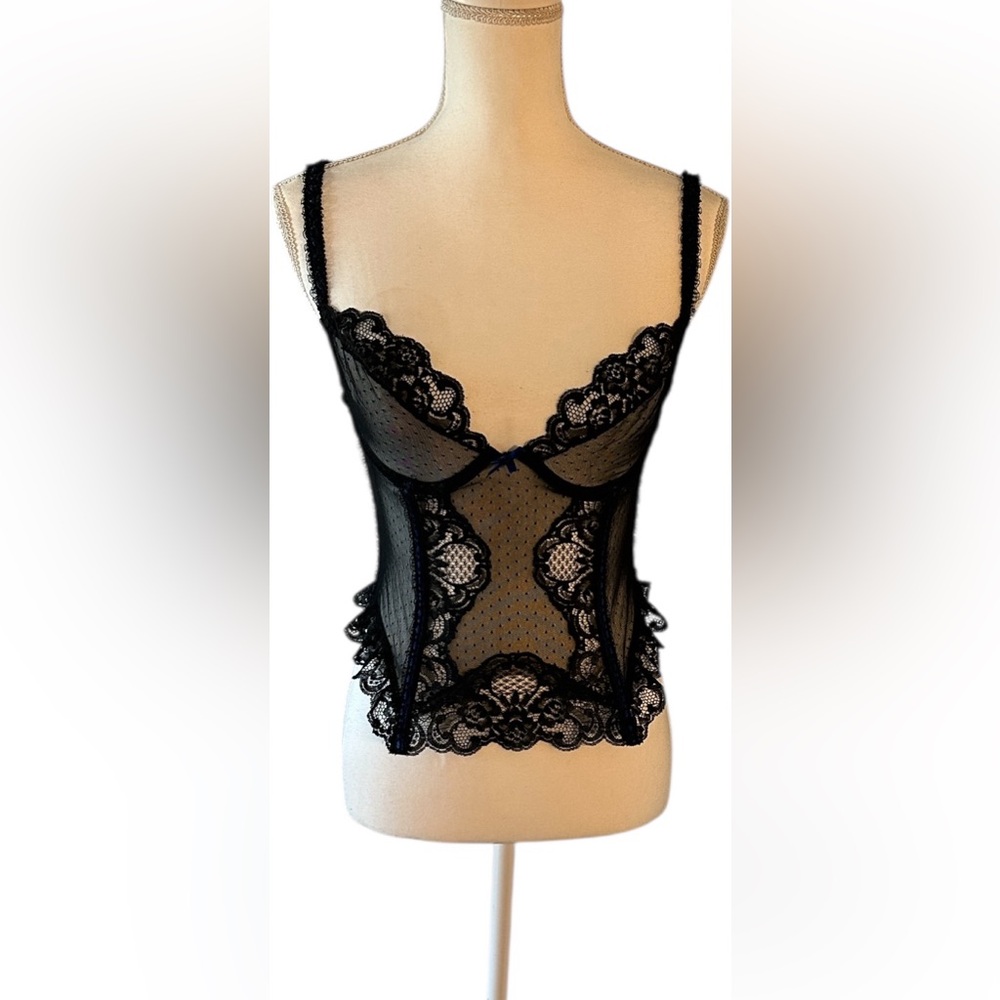 Vintage Jezebel René of Hollywood Sheer Pin-Up Bustier Lingerie Top — RN 17493